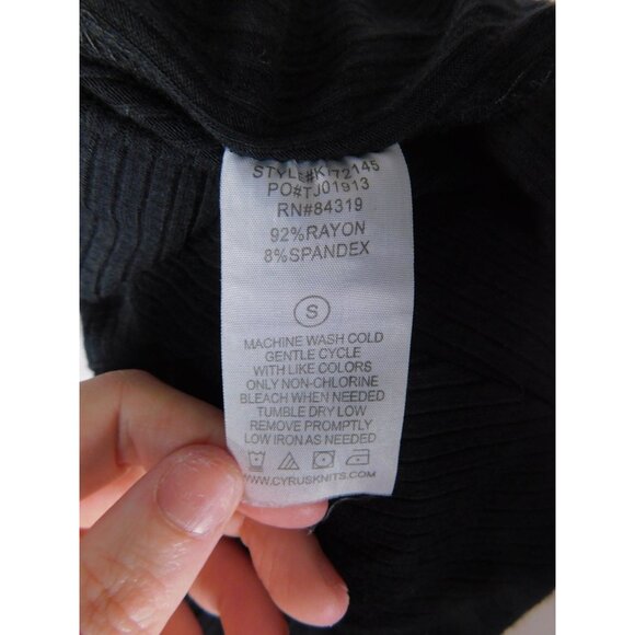 Cyrus Essentials Black Ribbed Turtleneck Long Sleeve Stretch Classic S - Picture 9 of 9